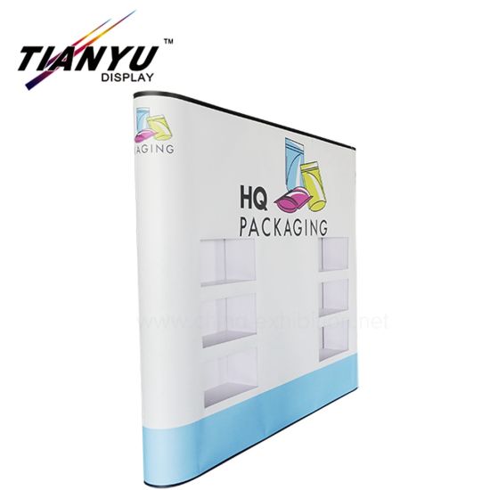 Lipat Exhibition Booth PVC Backdrop Dinding Magnetic Pop up Tampilan Banner
